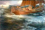Sea Canvas Paintings - Wrath of the Sea God